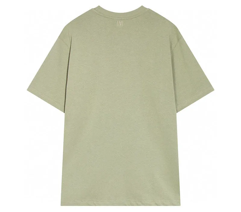 AMI Paris logo-patch Cotton T-shirt Olive