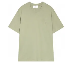 AMI Paris logo-patch Cotton T-shirt Olive