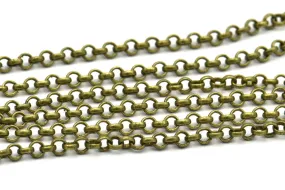 Antique Bronze Chain, Antique Bronze Tone Brass Soldered Rolo Chain (3mm) 3m-5m-10m-20m-50m-90m MB 8-19 Z013