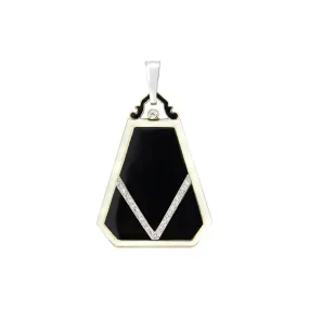 Art Deco 14kt/Platinum, Diamond   Enamel Locket Pendant