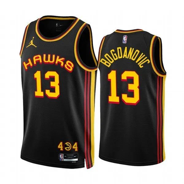 Atlanta Hawks #13 Bogdan Bogdanovic Statement Edition Stitched Jersey Black