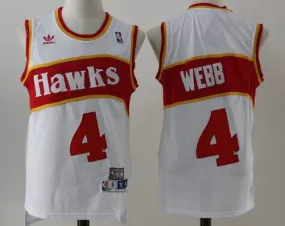 Atlanta Hawks #4 Spud Webb Jersey White Throwback