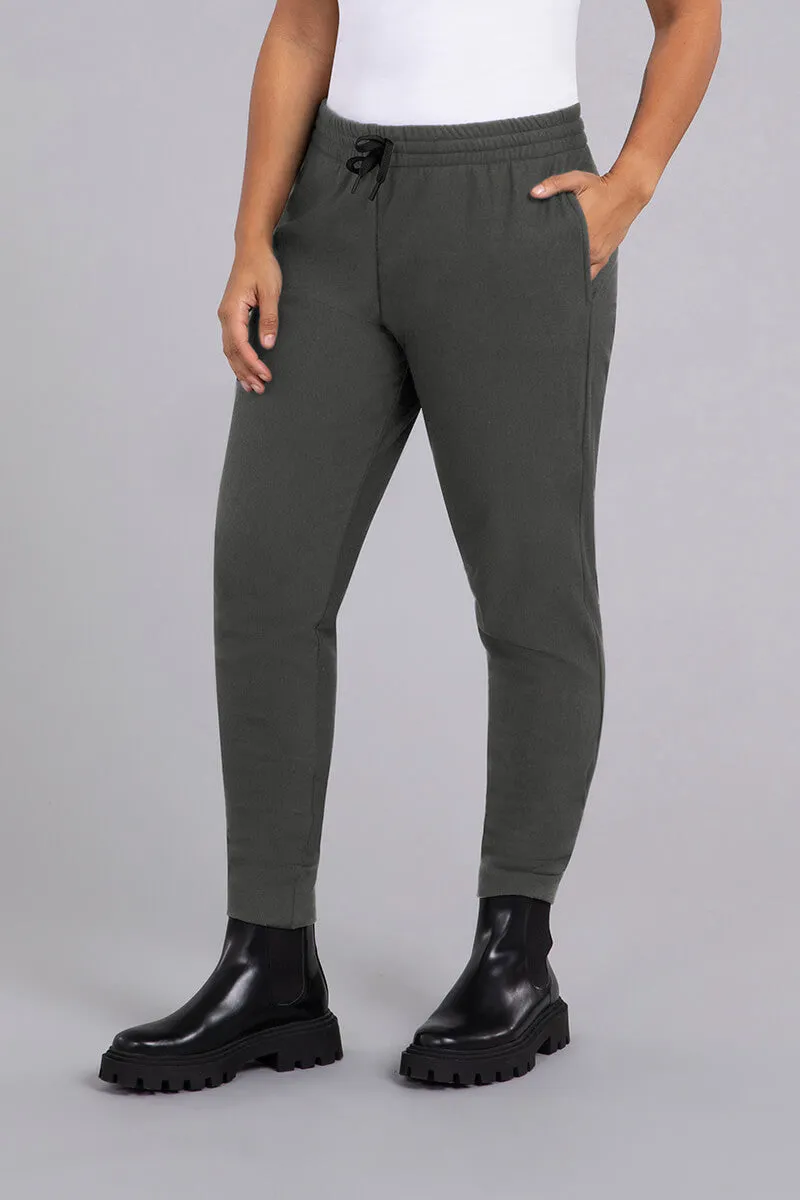 Bamboo Fleece Pleat Hem Jogger | Raven