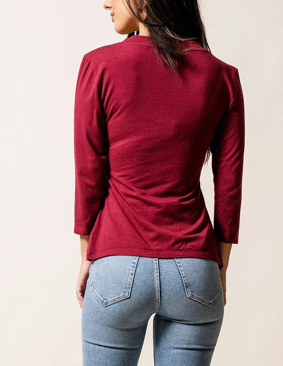 Bamboo Luxe Wrap Top - Burgundy