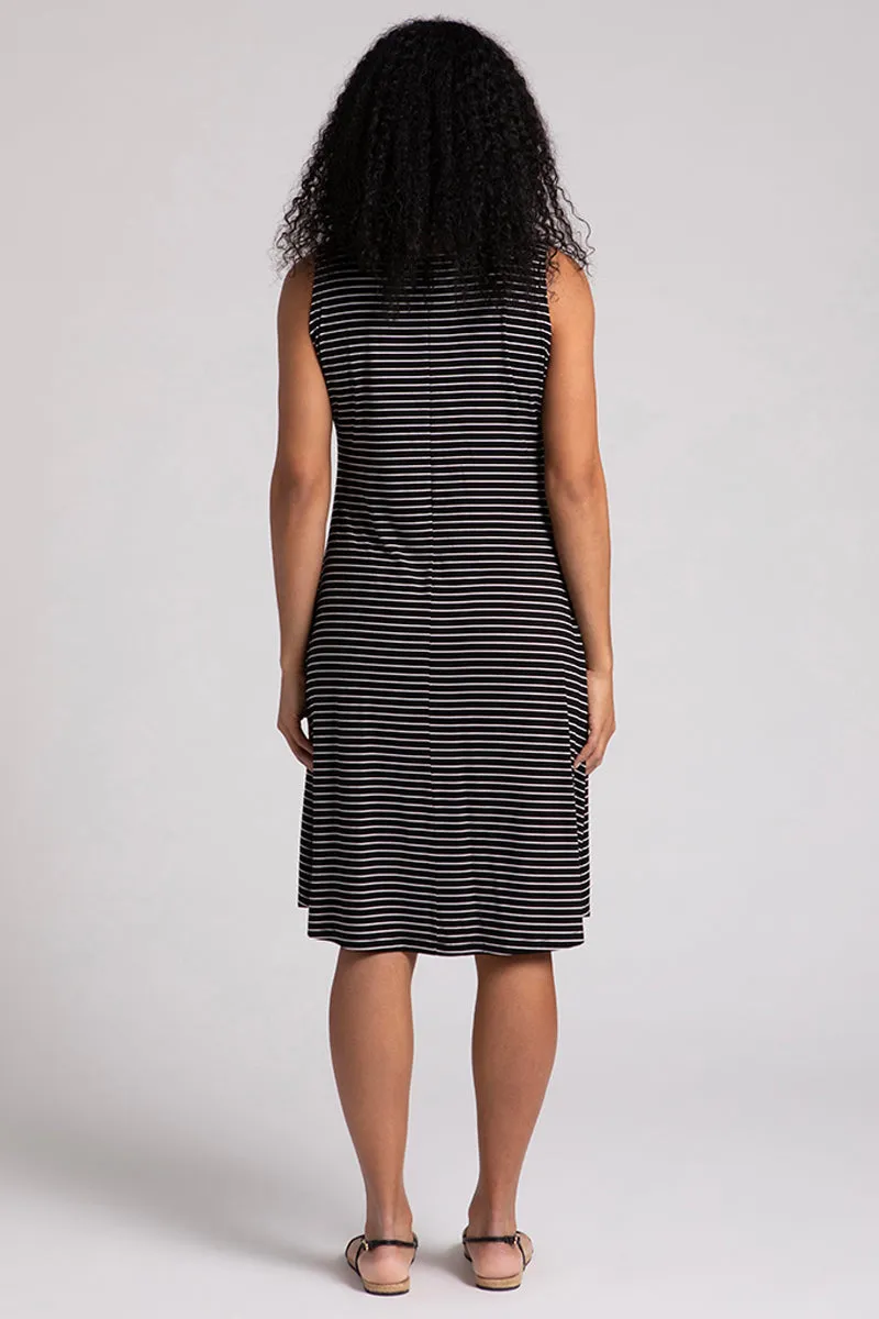 Bamboo Tank Dress Short | Blk/Wht Pinstripe