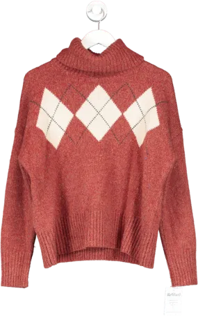 Beaufort & Blake Red Geo Roll Neck Jumper UK XS