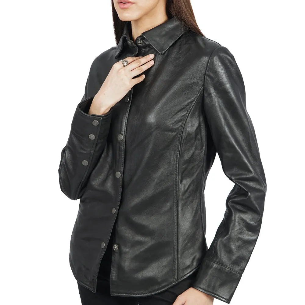 Beth Button Up Leather Shirt