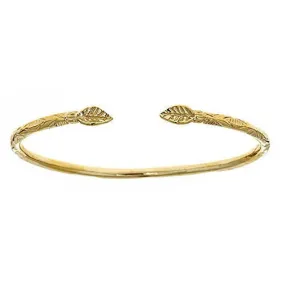 Better Jewelry 10K Yellow Gold West Indian Bangle w. Leaf Ends