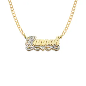 Better Jewelry One Heart Design 14K Gold Double Nameplate Necklace