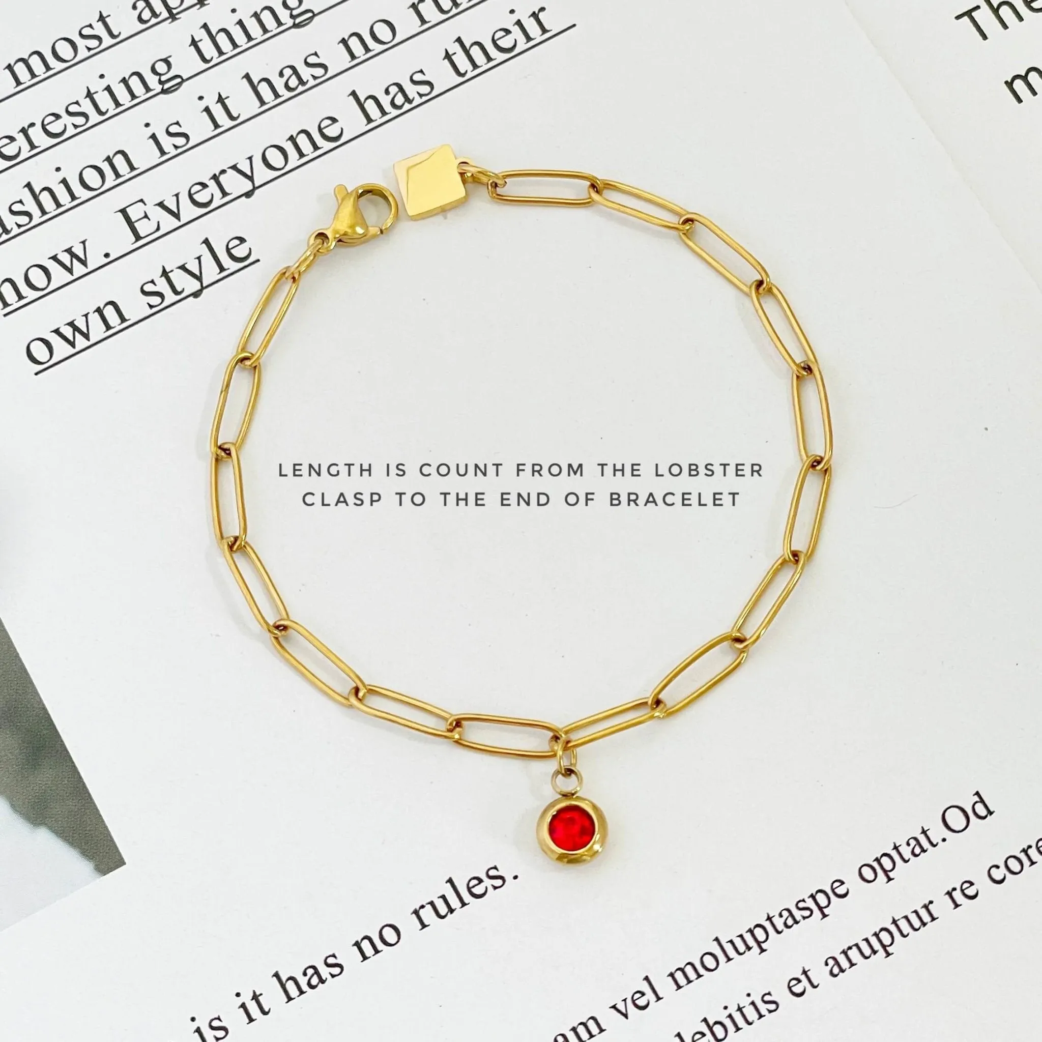 Birthstone Paperclip Bracelet (July-Dec)