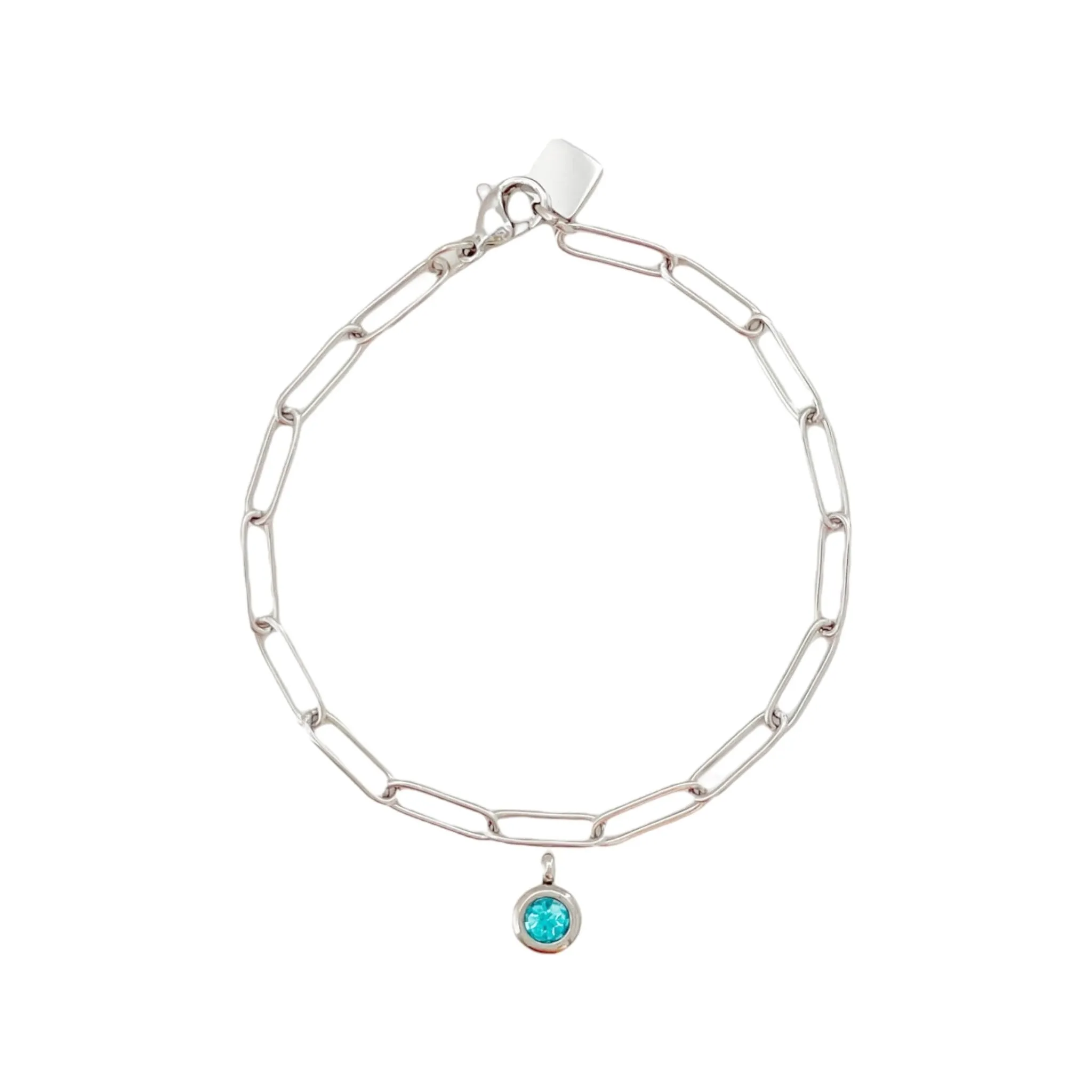 Birthstone Paperclip Bracelet (July-Dec)