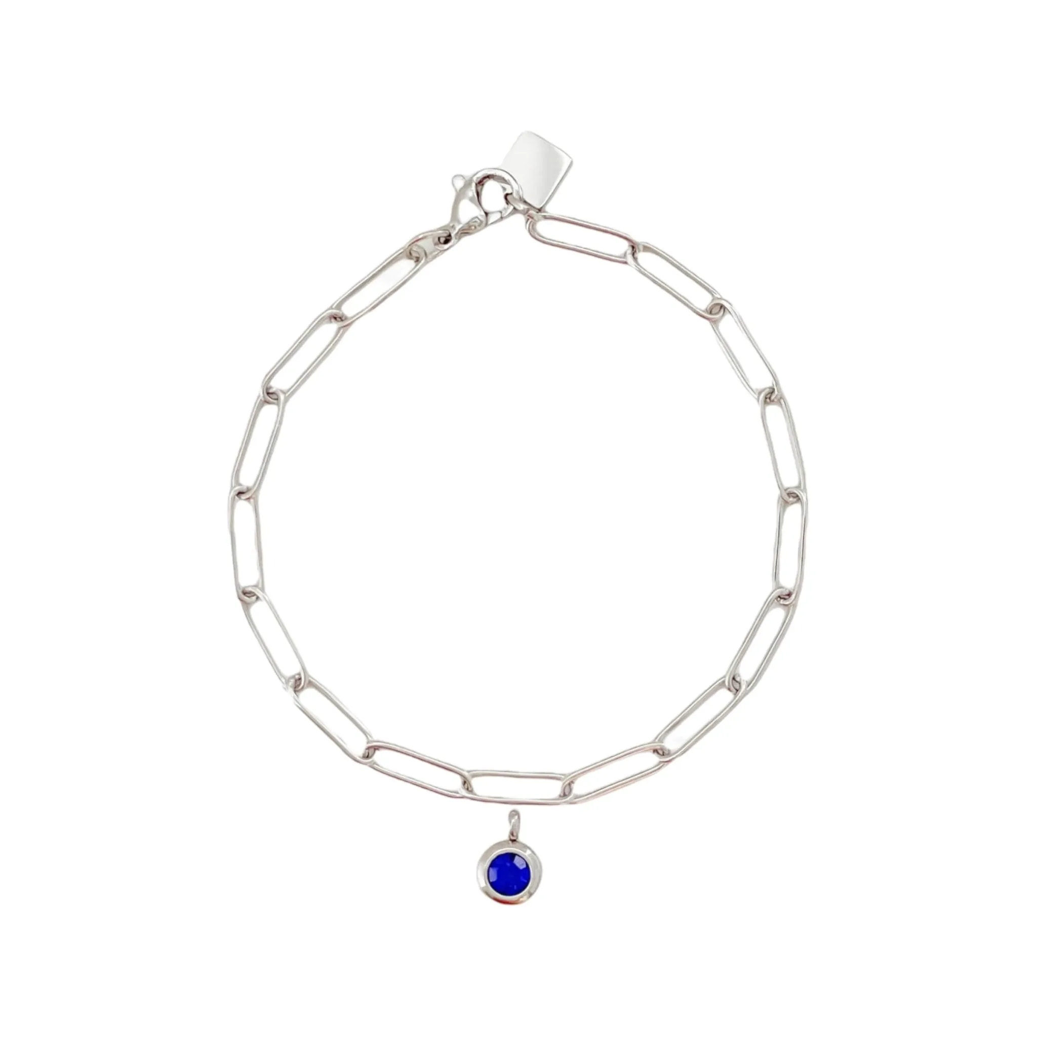 Birthstone Paperclip Bracelet (July-Dec)