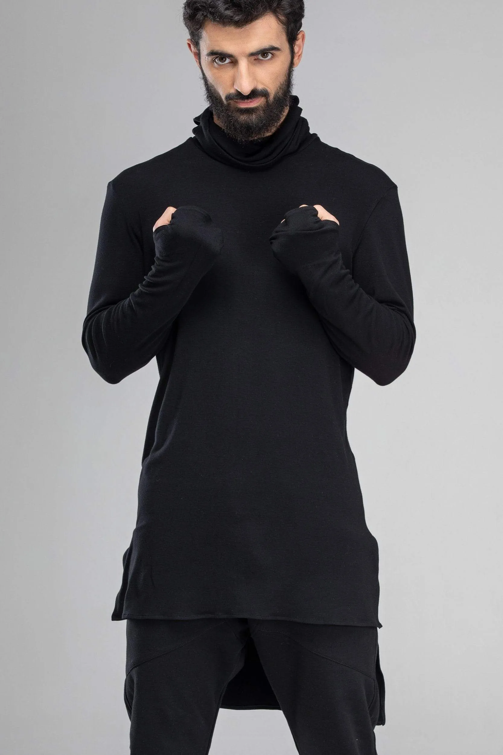 Black turtleneck sweater