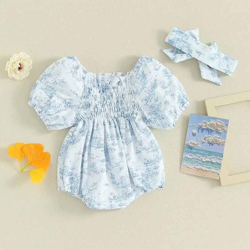 BLUE FIELDS Smocked Romper