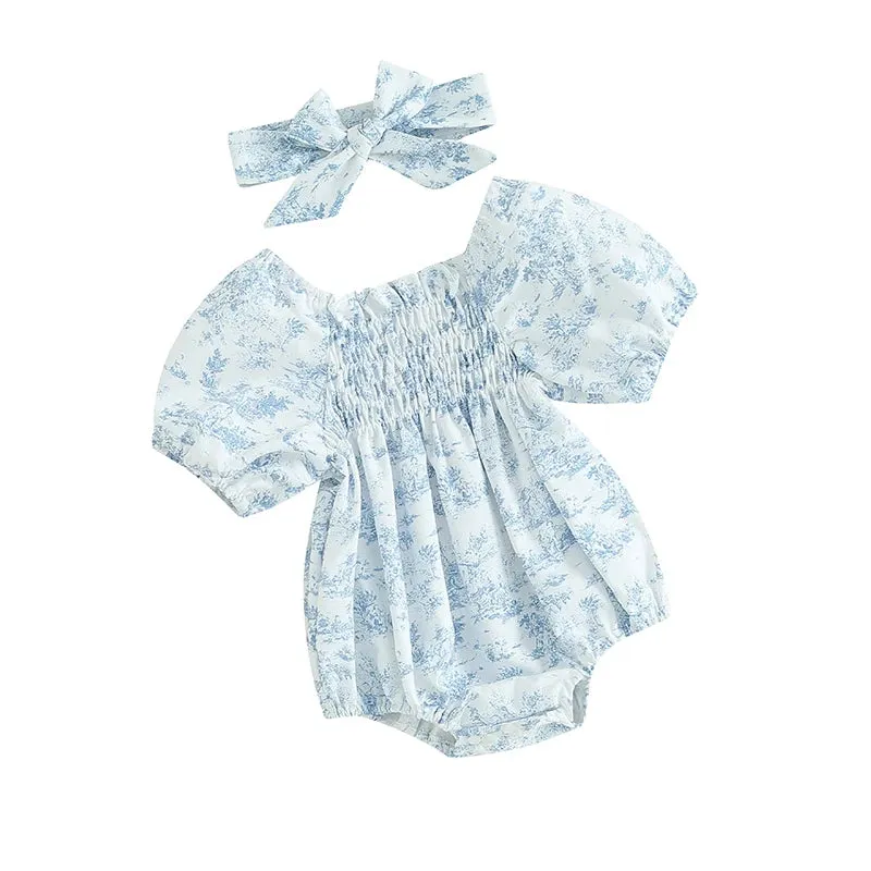 BLUE FIELDS Smocked Romper