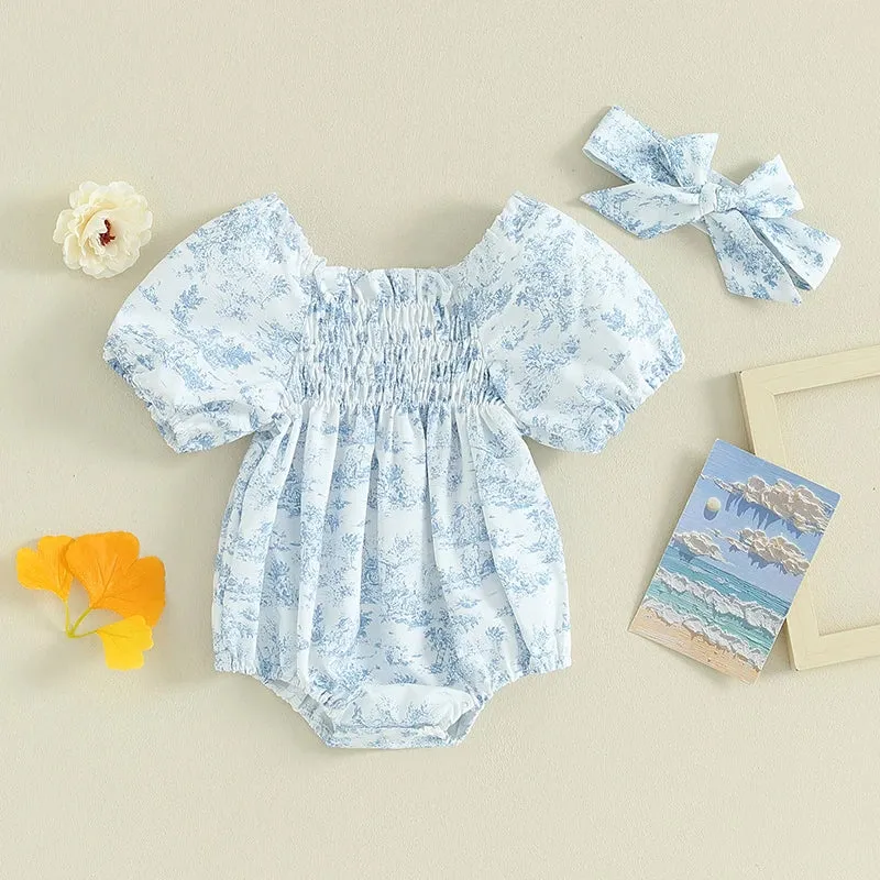 BLUE FIELDS Smocked Romper