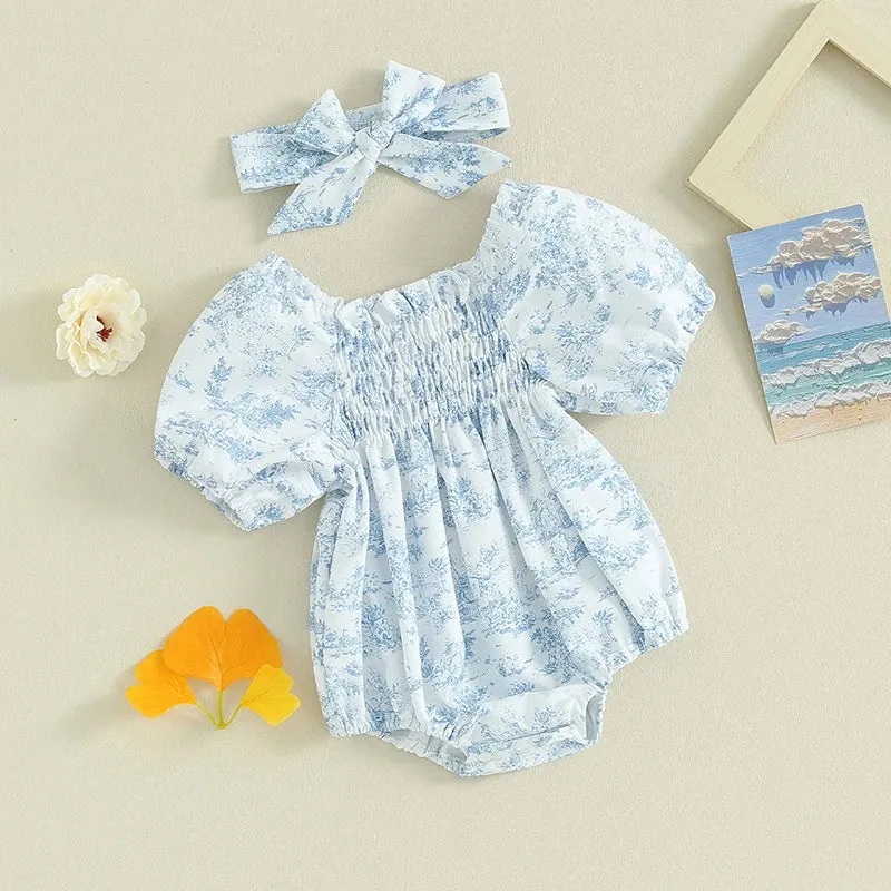 BLUE FIELDS Smocked Romper