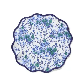 Blue Floral Scalloped Circle Placemat