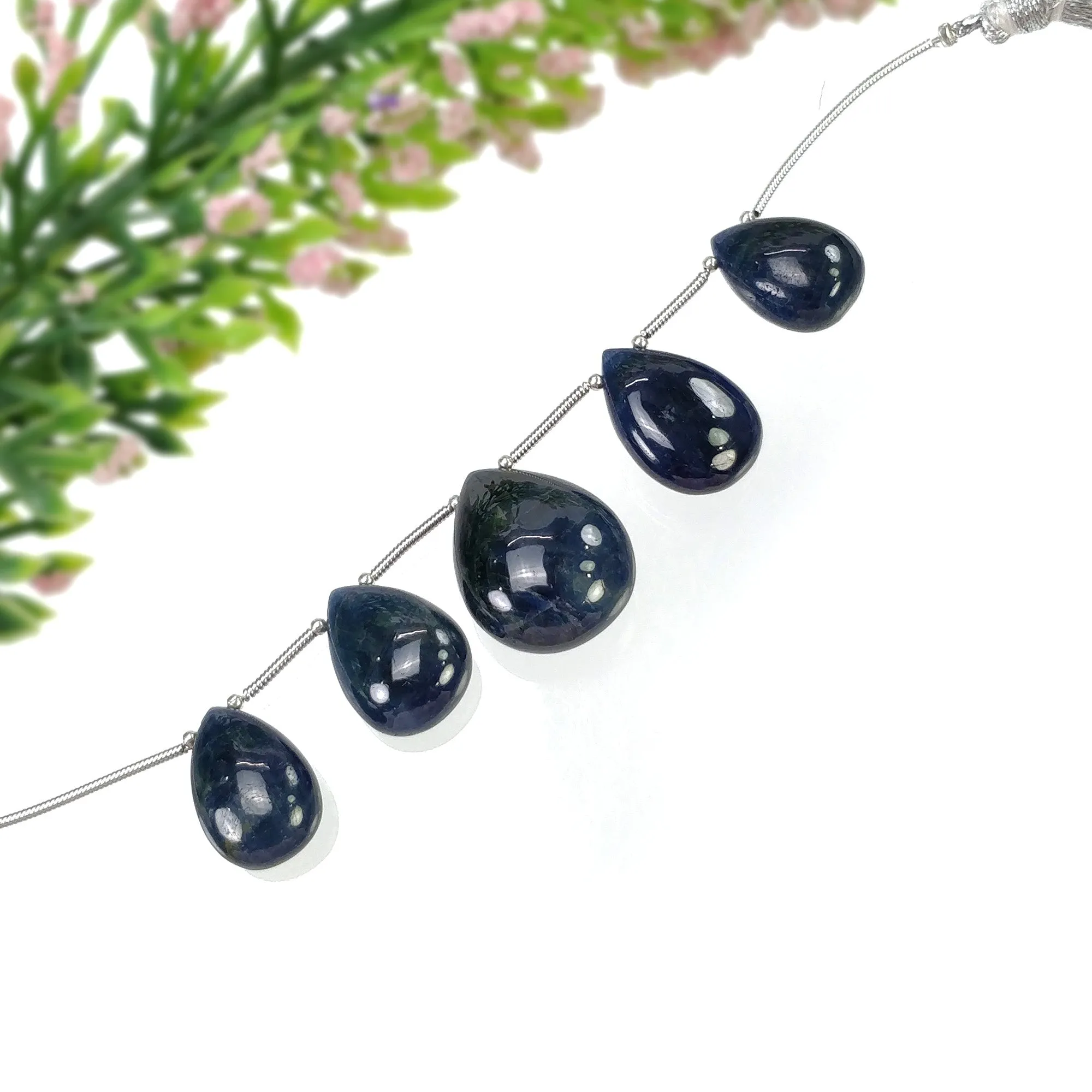 BLUE SAPPHIRE Gemstone Loose Beads : 108.90cts Natural Untreated Sapphire Plain Almond Beads 17*11.5mm - 22*17mm