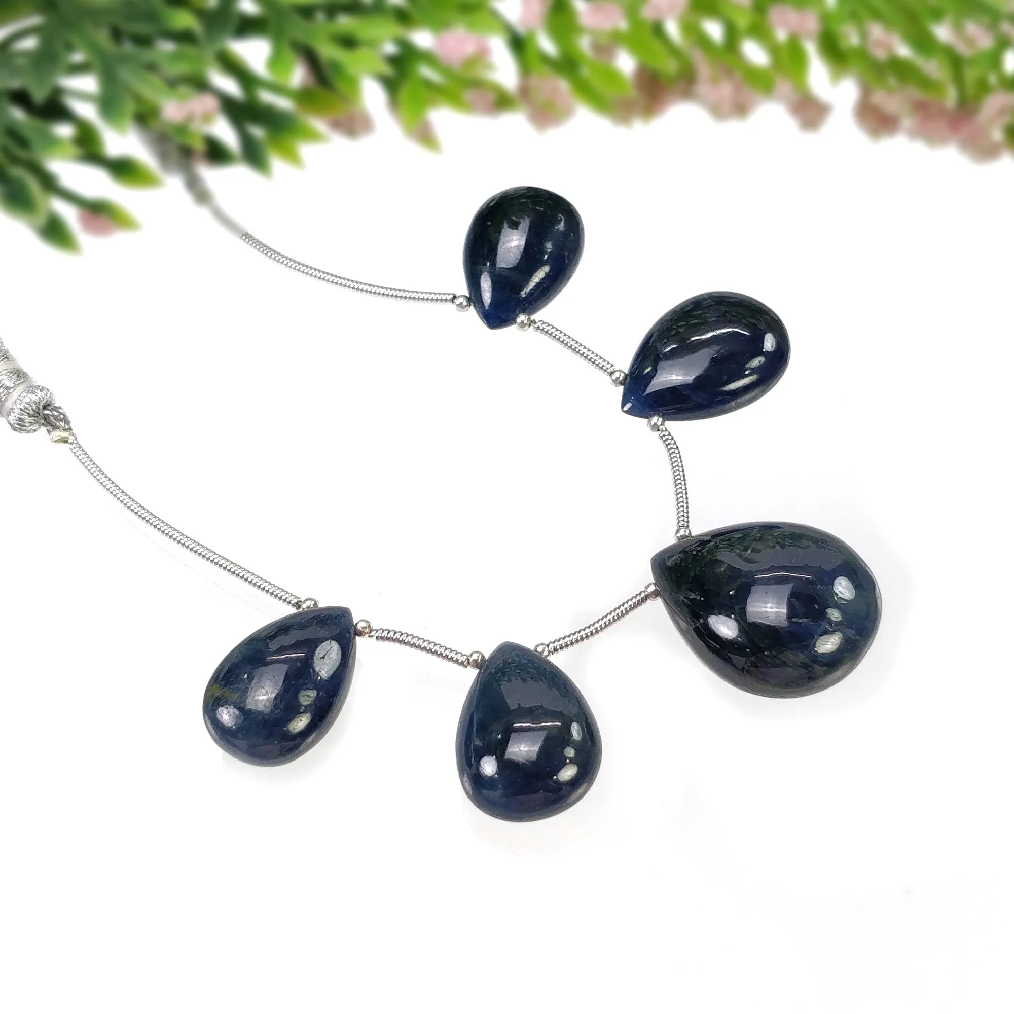 BLUE SAPPHIRE Gemstone Loose Beads : 108.90cts Natural Untreated Sapphire Plain Almond Beads 17*11.5mm - 22*17mm