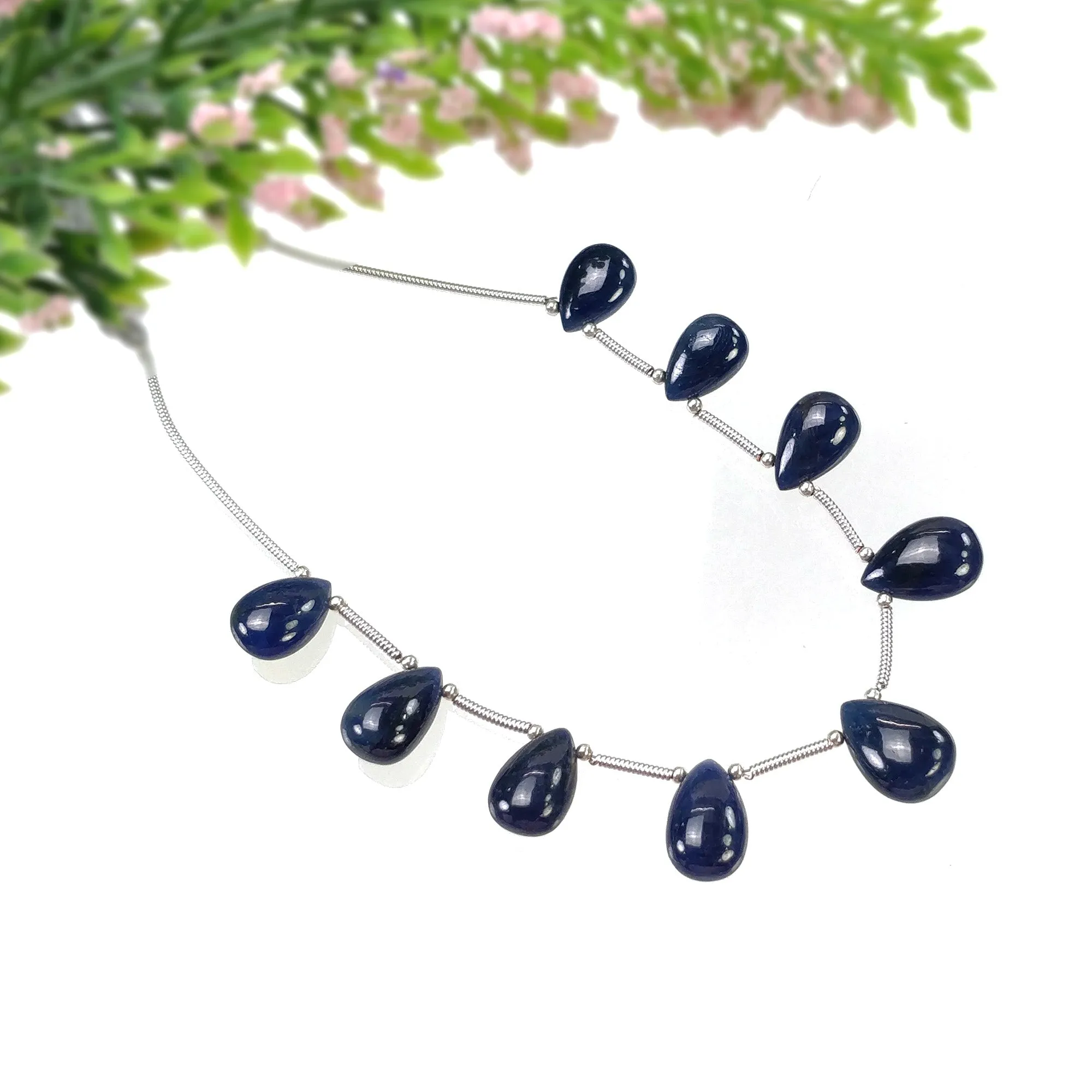 BLUE SAPPHIRE Gemstone Loose Beads : 47.05cts Natural Untreated Sapphire Plain Almond Beads 11*7.5mm - 12.5*9mm