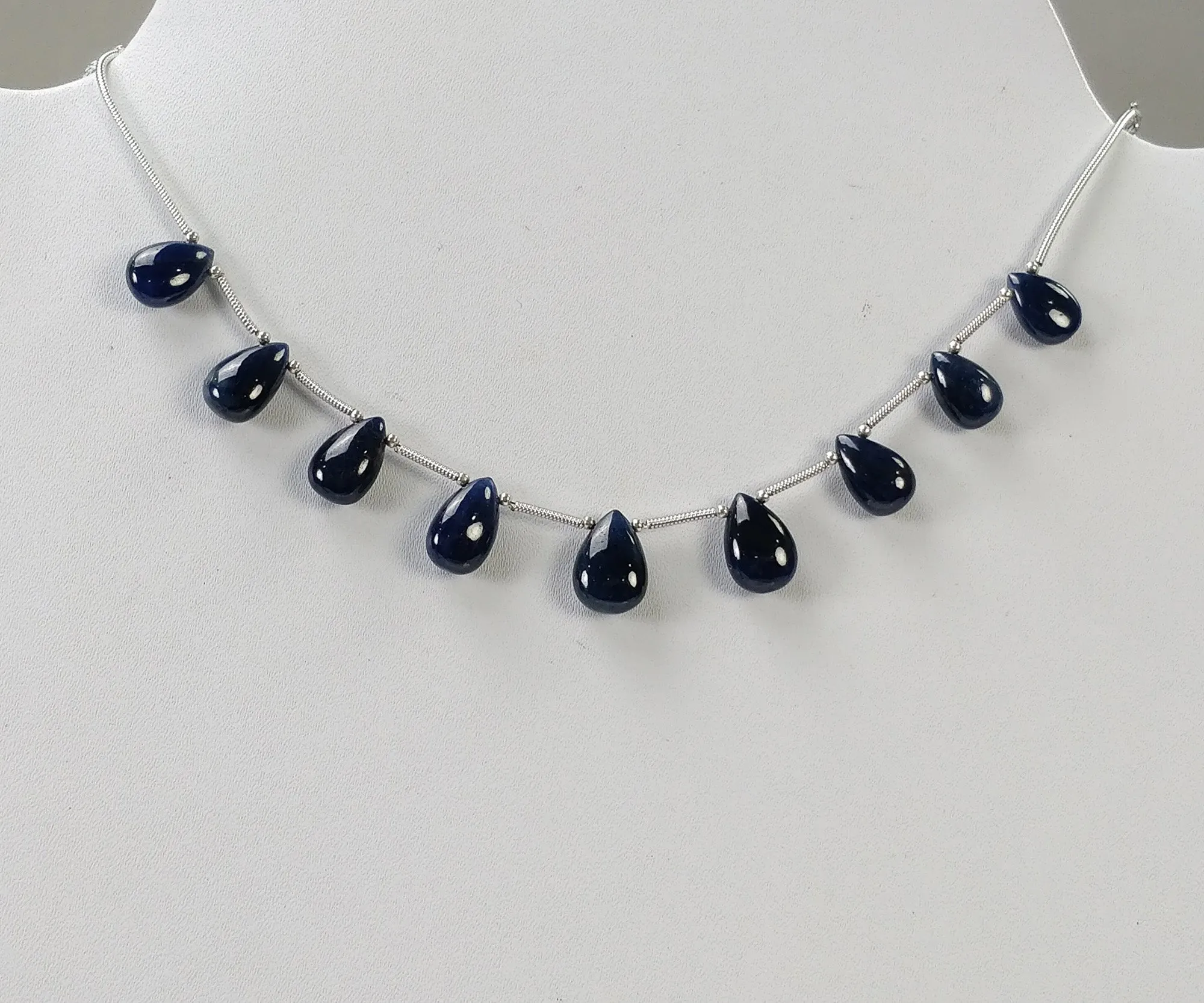 BLUE SAPPHIRE Gemstone Loose Beads : 47.05cts Natural Untreated Sapphire Plain Almond Beads 11*7.5mm - 12.5*9mm