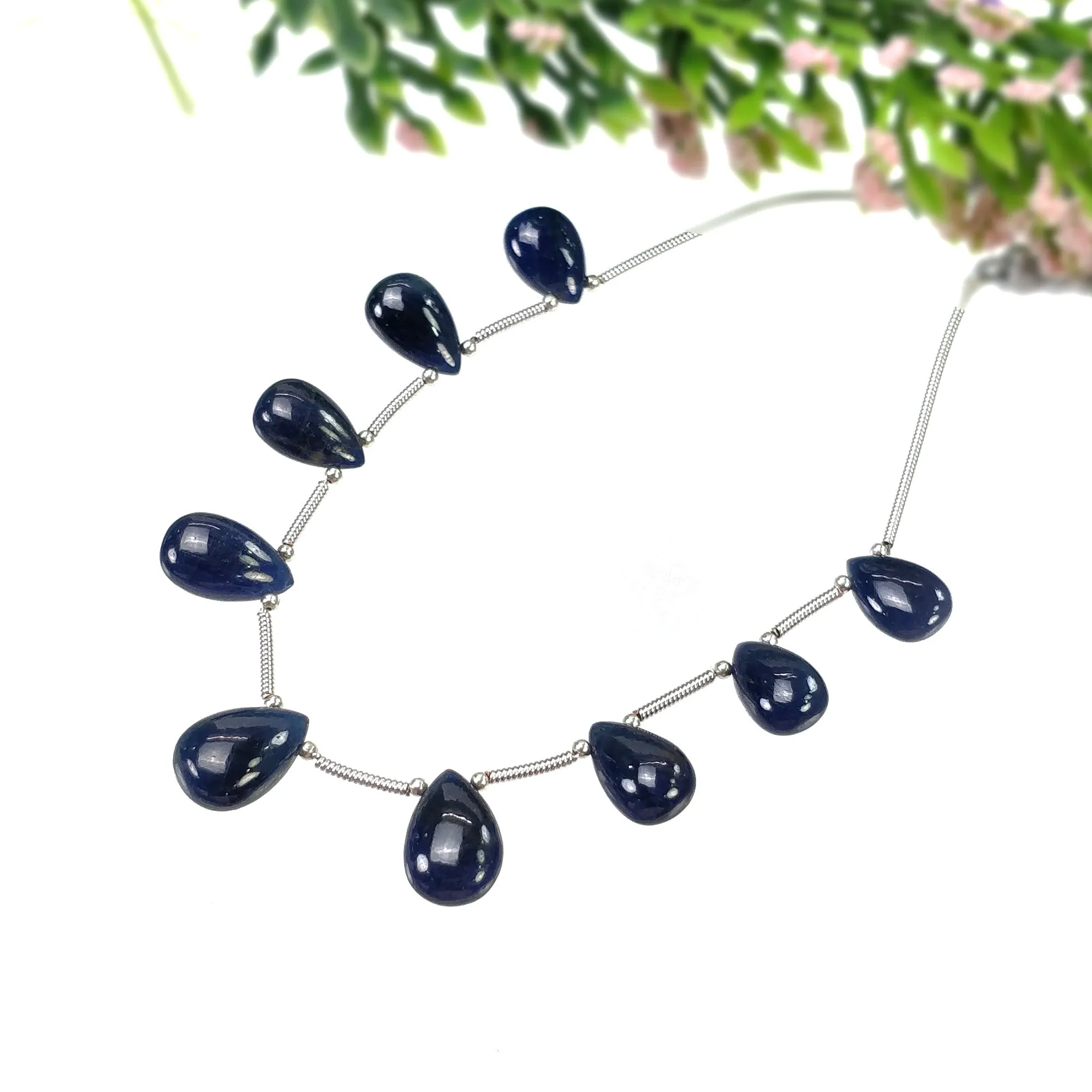 BLUE SAPPHIRE Gemstone Loose Beads : 47.05cts Natural Untreated Sapphire Plain Almond Beads 11*7.5mm - 12.5*9mm