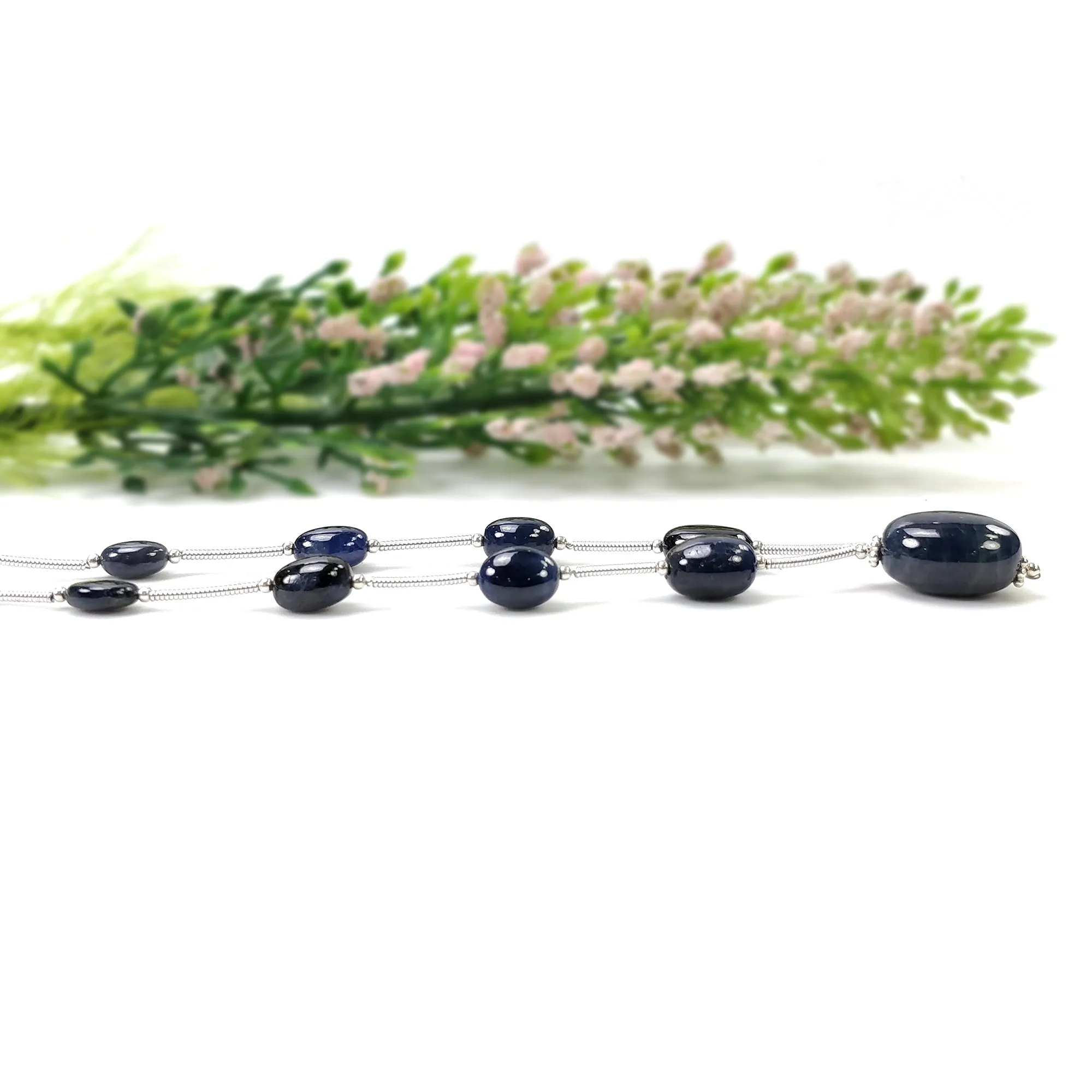 BLUE SAPPHIRE Gemstone Loose Beads : 55.50cts Natural Untreated Sapphire Plain Oval Shape Beads 7.5*6mm - 15.5*12.5mm