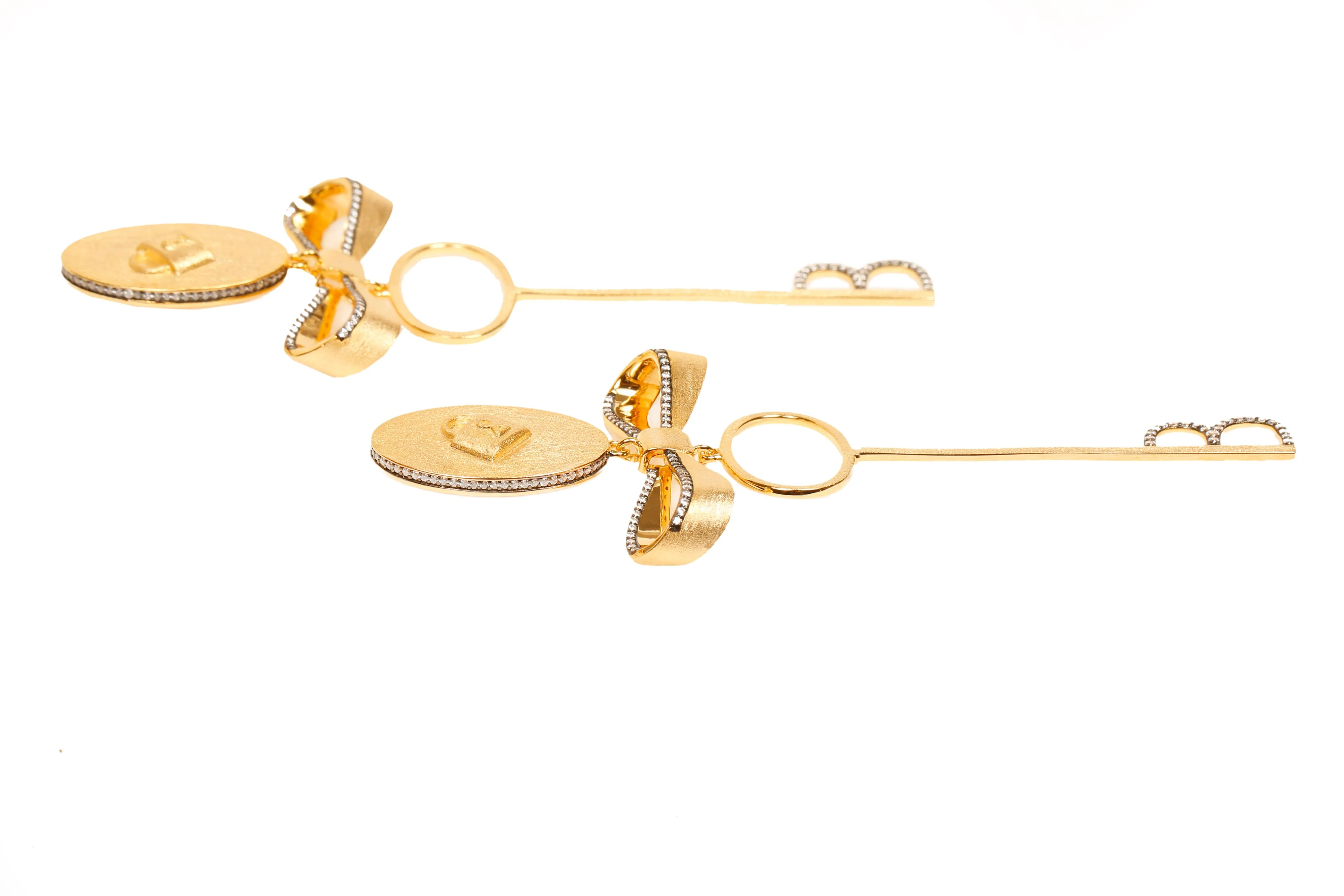 Boss Lady Lock and Key Drop Earrings in Vermeil Gold