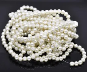 Bulk 840pcs Czech Style Pressed Glass Satin Painted Round Strand Beads Beading Jewelry Making 8mm Ivory 15 strands 56pcs per string