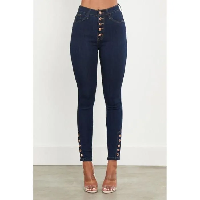 Button Fly Snap Ankle Jeans