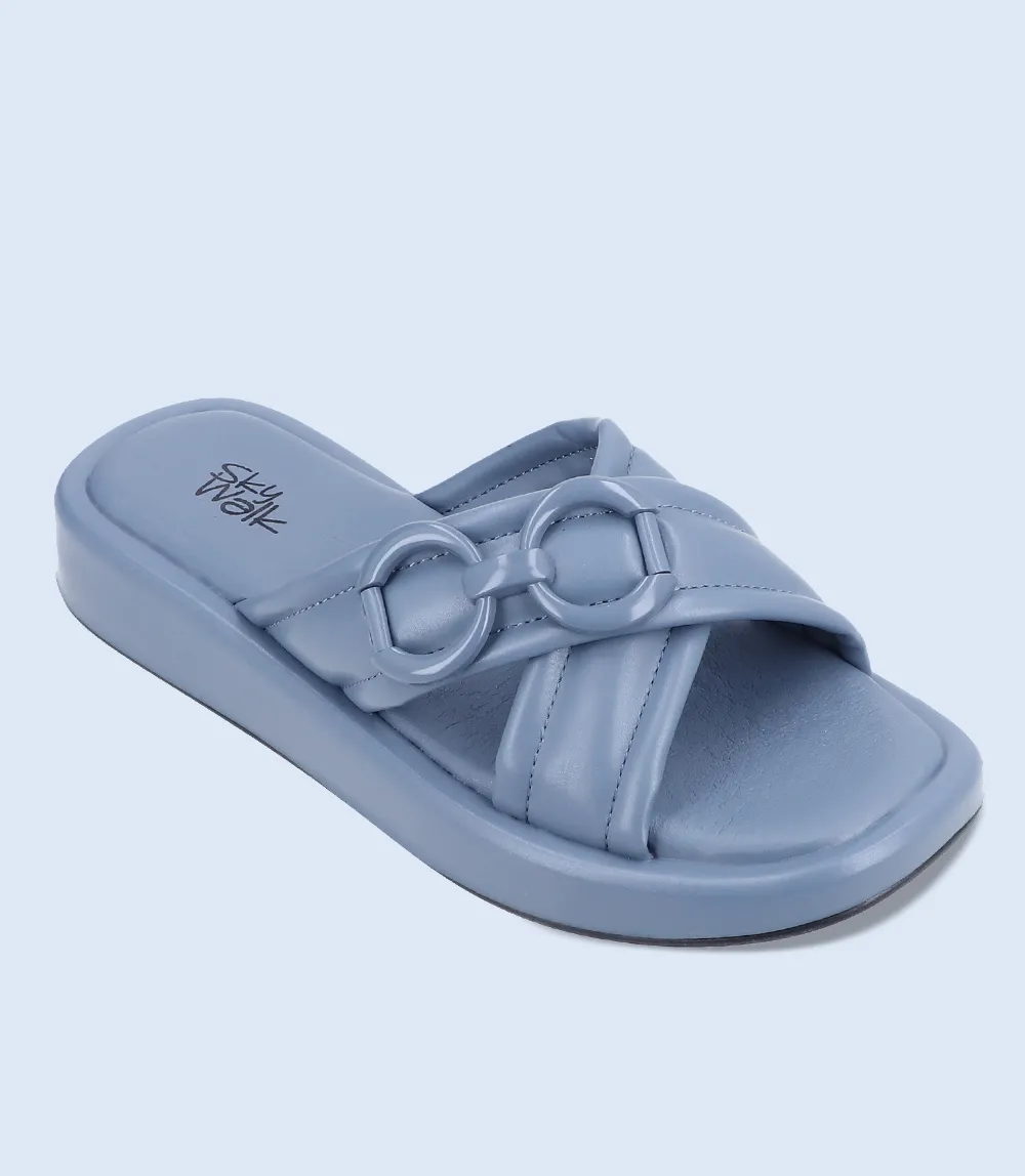 BW7357-BLUE-Women Comfort Slipper