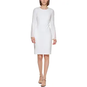 Calvin Klein Womens Knit Chiffon Sleeves Sheath Dress