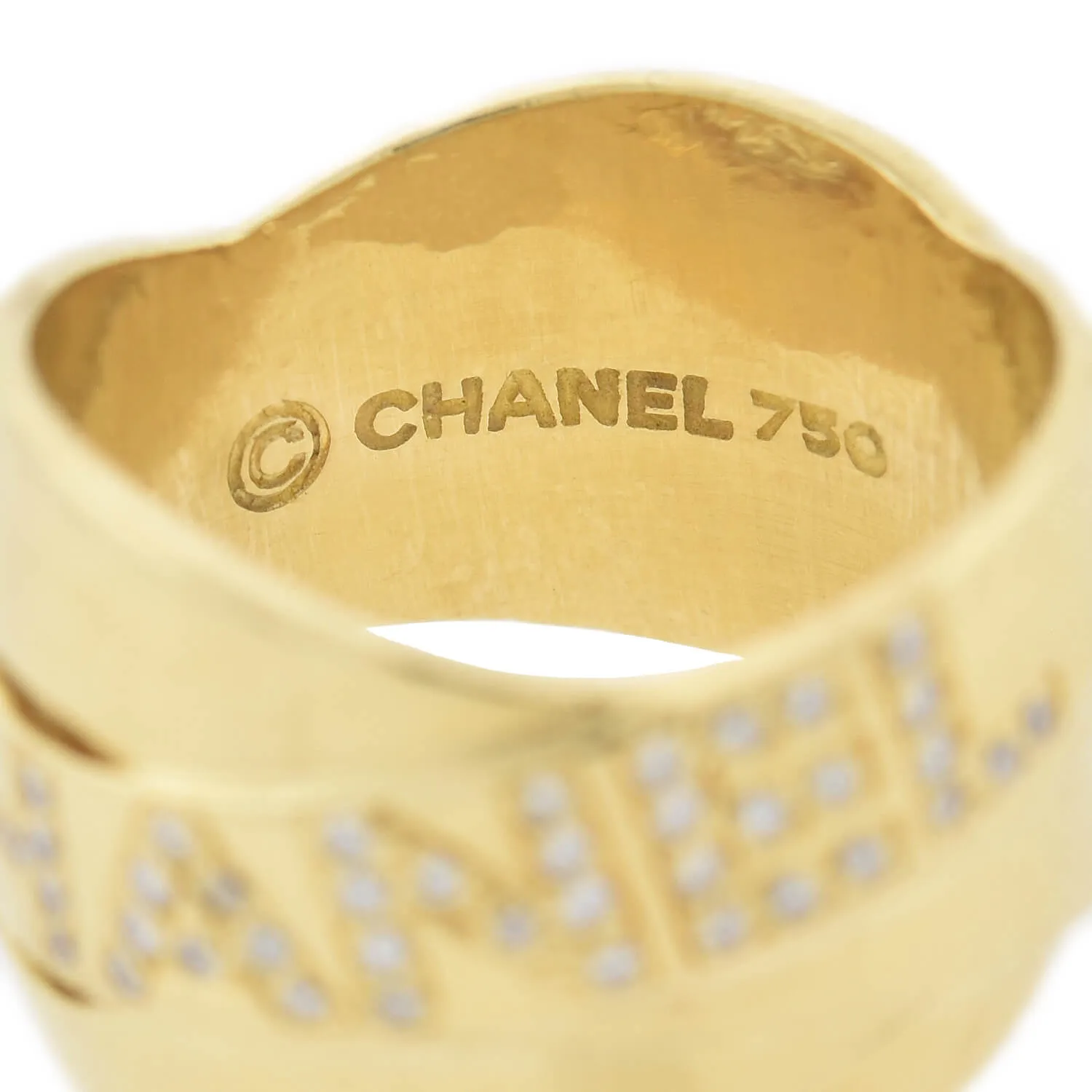 CHANEL Estate French 18kt Gold Diamond "Bolduc" Ring