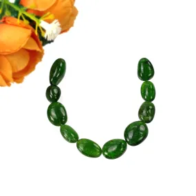 CHROME DIOPSIDE Gemstone Loose Beads : 44.60cts Natural Green Chrome Diopside Uneven Tumbles 8*7mm - 14mm 4.1" Beads