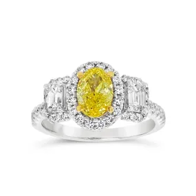 Clara by Martin Binder Yellow Diamond Three Stone Halo Ring (1.99 ct. tw.)