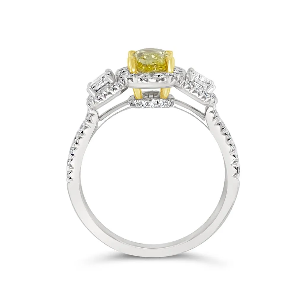 Clara by Martin Binder Yellow Diamond Three Stone Halo Ring (1.99 ct. tw.)