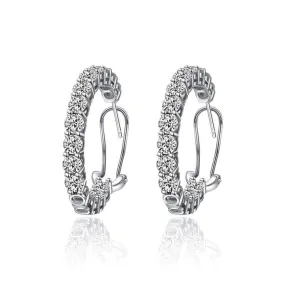 Classic Sterling Silver Round Cut Hoop Earrings