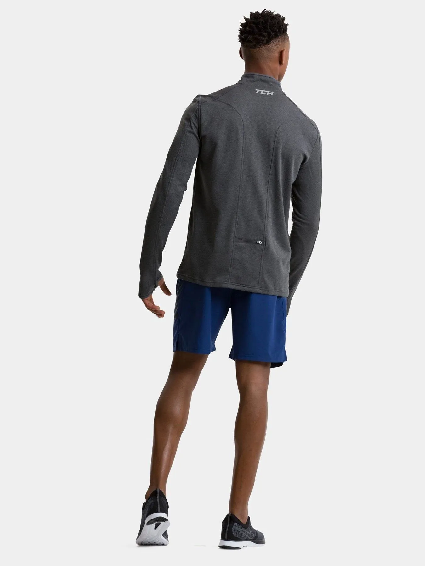 Cloud Fleece Quarter Zip Running Top For Men With Thumbholes & Side Zip Pocket