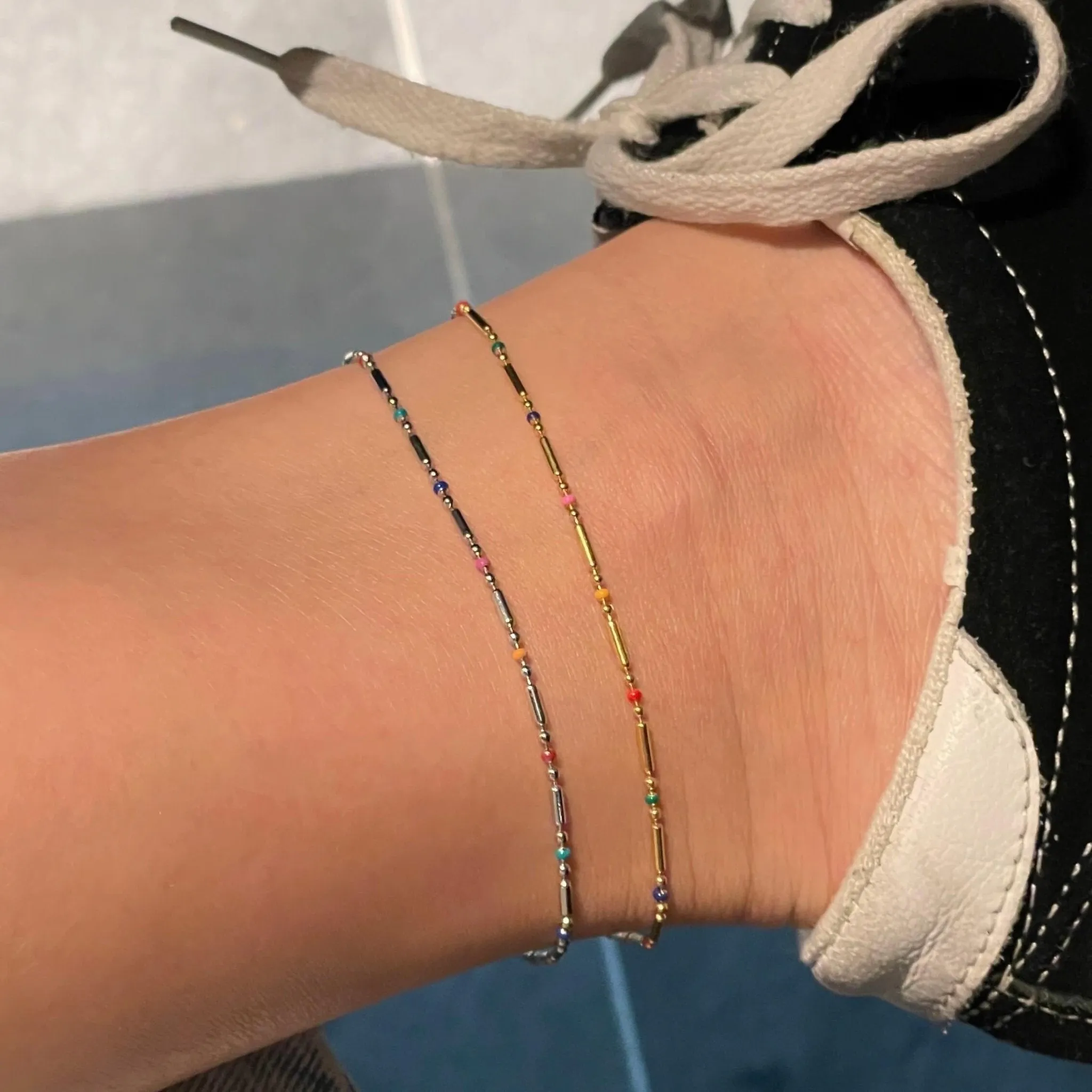 Colorful Minimal Bead Chain Anklet