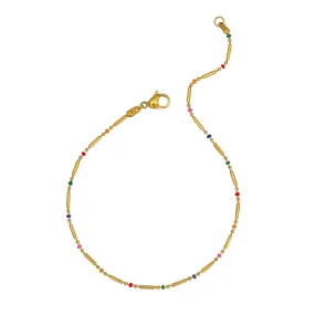 Colorful Minimal Bead Chain Anklet