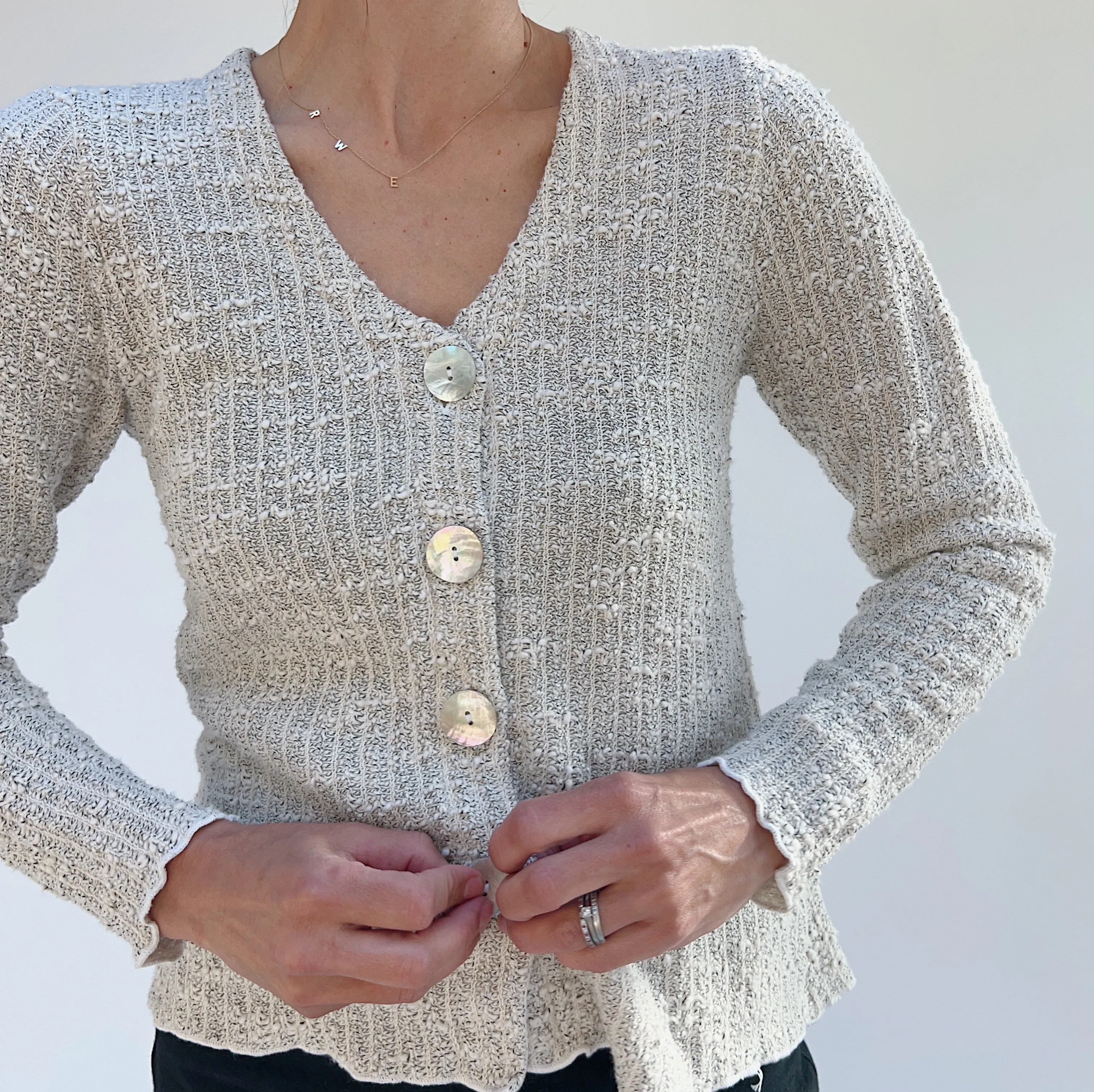 Cut Loose | Puff Sleeved Cropped Textured Knit Cardigan in Laundered