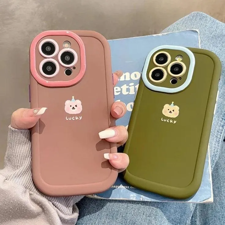 Cute Lucky Bear Candy Phone Case for iPhone 11, 12, 13, 14, 15 Pro Max