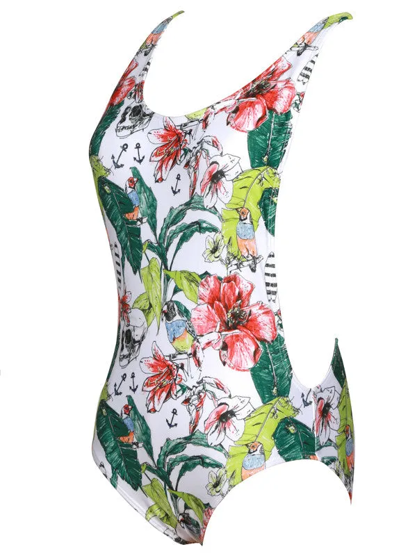 Deep V-neck Halter One-piece Swimsuit