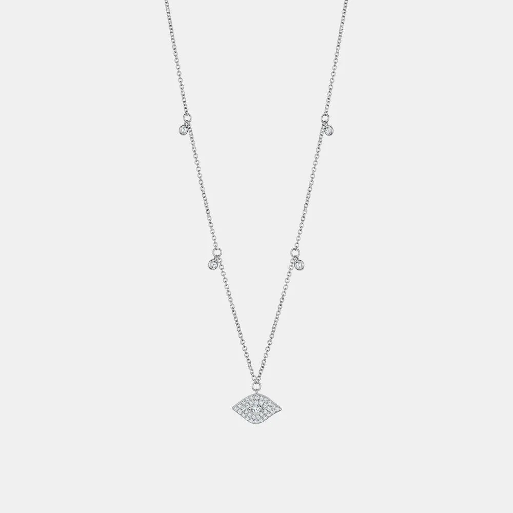 Diamond Evil Eye Bezel Necklace