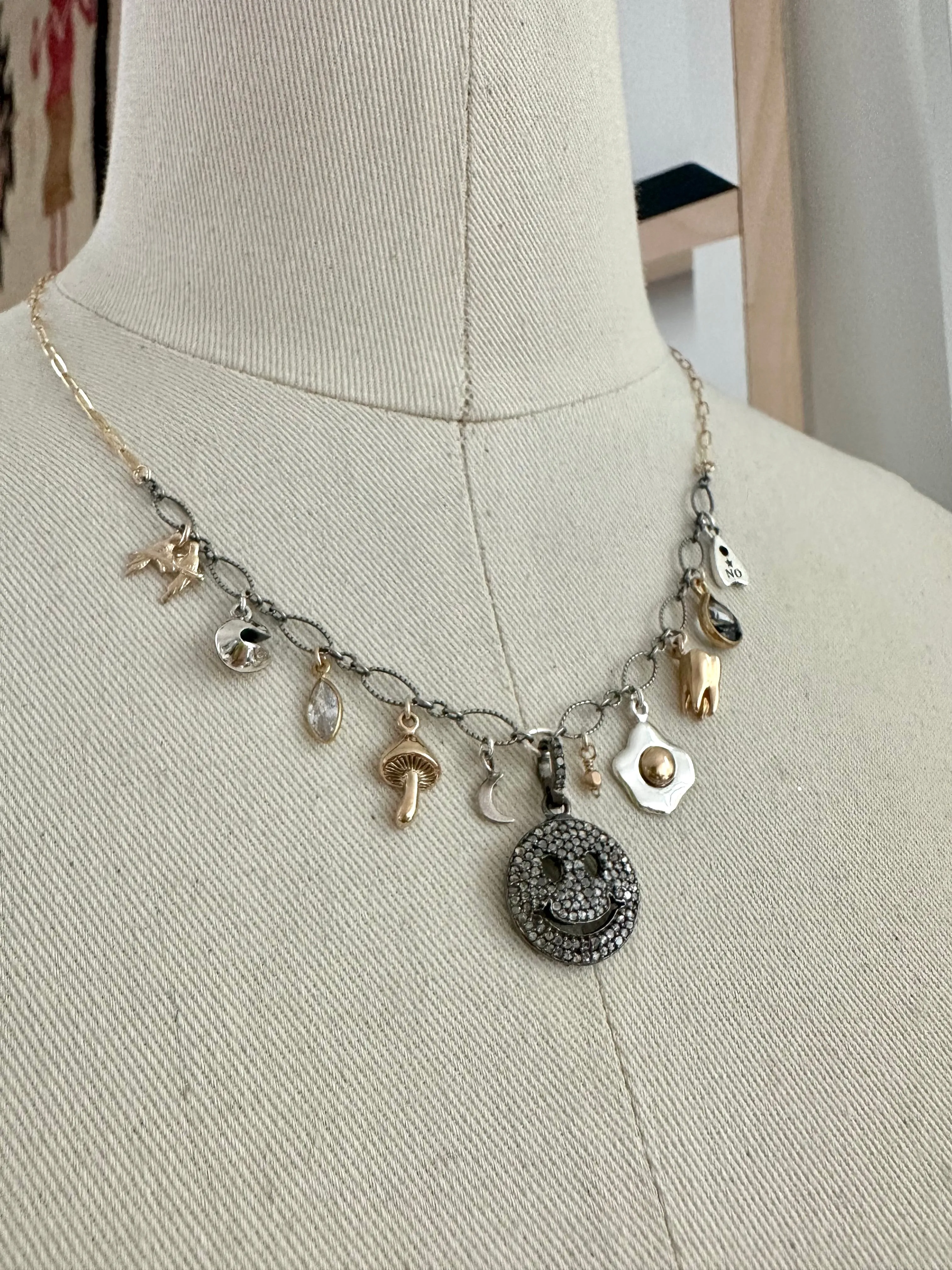 Diamond Smiley Charm Necklace