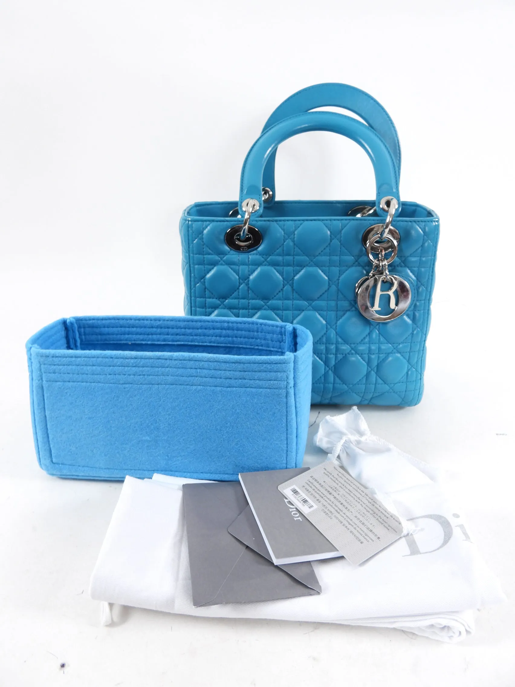 Dior Lady Dior Turquoise Leather Medium Canage Quilt Bag