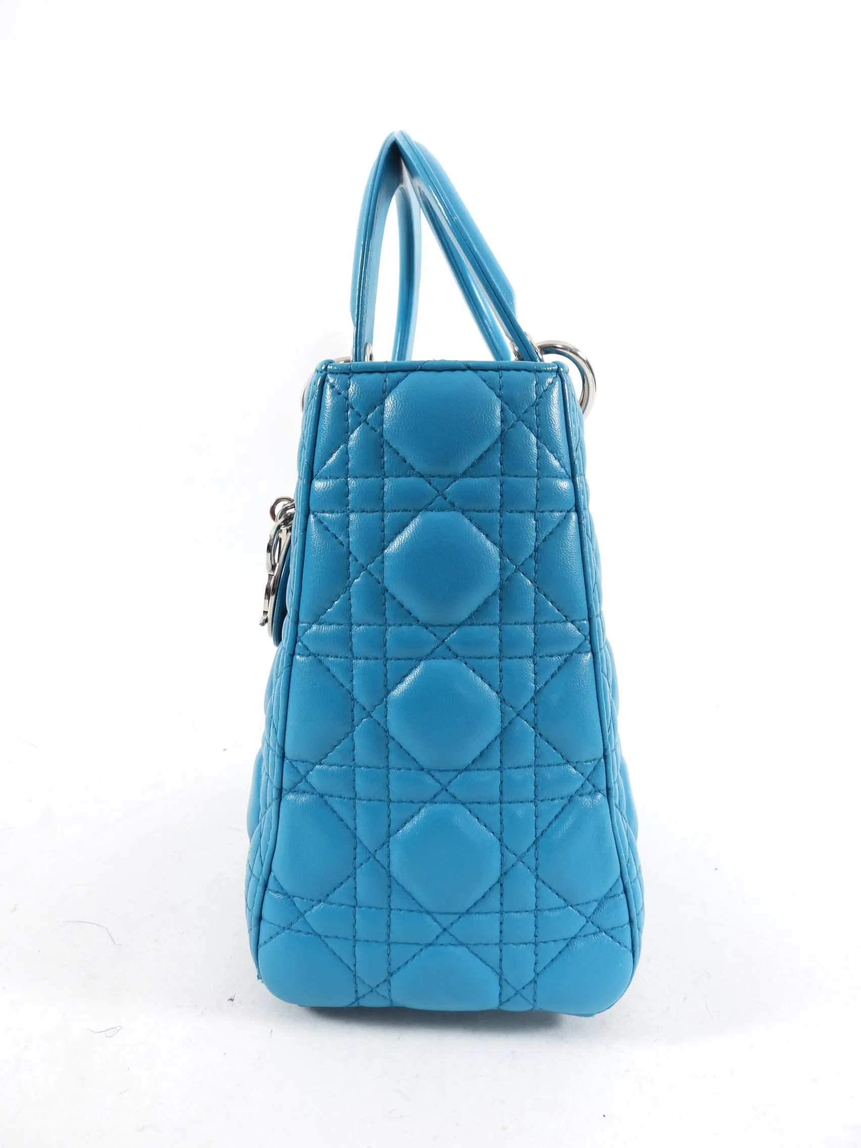 Dior Lady Dior Turquoise Leather Medium Canage Quilt Bag