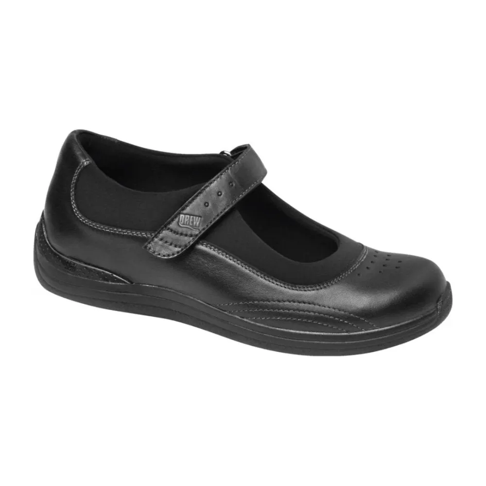 Drew Shoe Women's Rose - Black Leather/Black Stretch