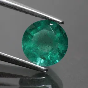 Emerald | IGI certified | deep green, natural, round cut 6.8mm, AAAA quality, Zambia, 1.15 ct